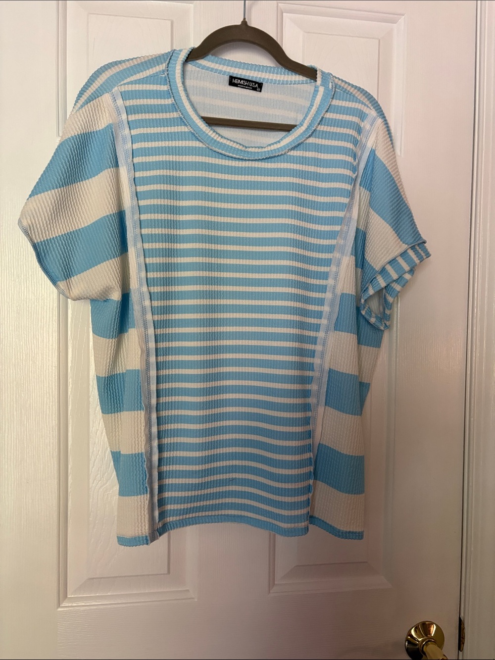 Light Blue & White Striped Short Sleeve Tee